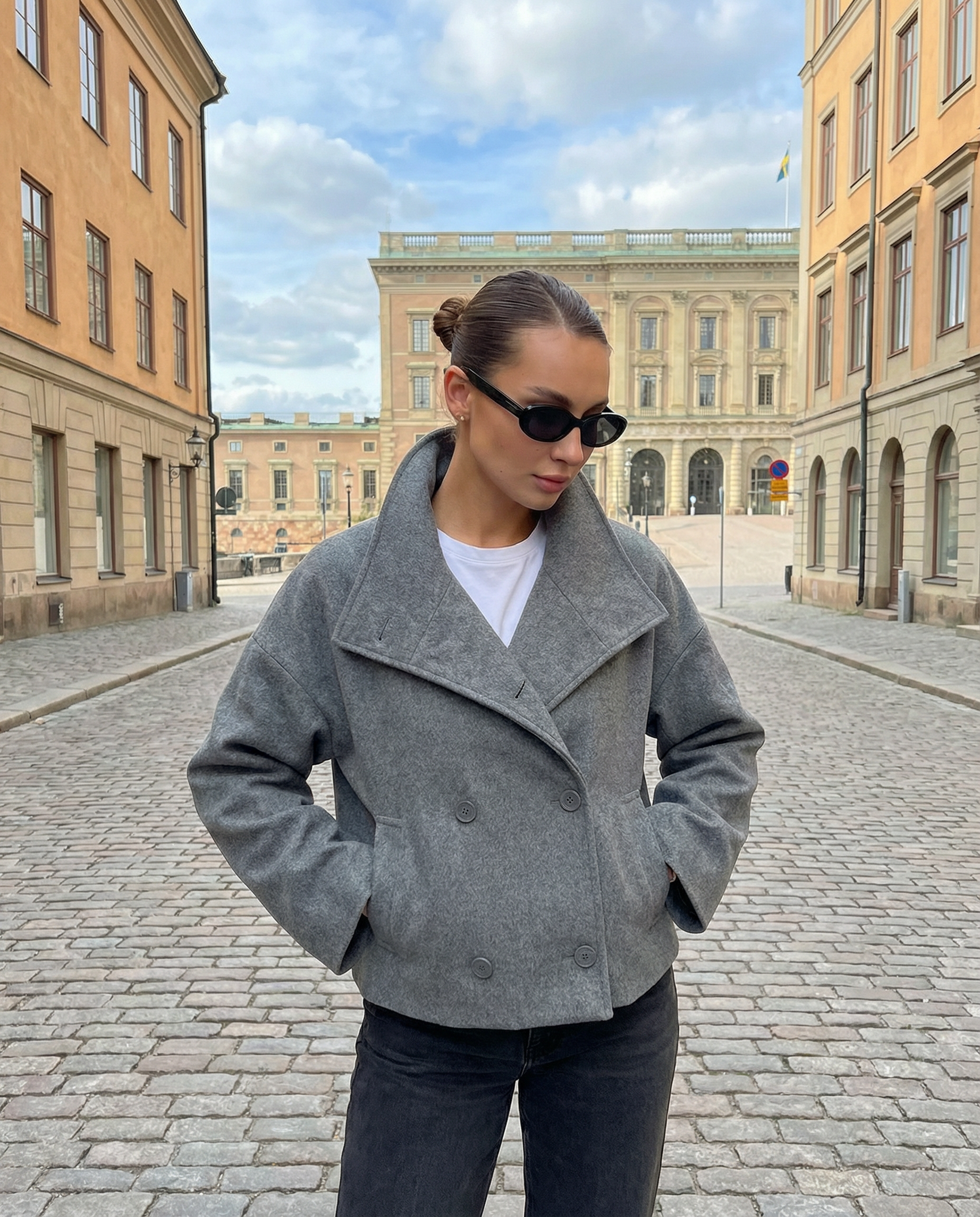 Dam Ulljacka med Dubbelknäppning & Kort Vårdesign